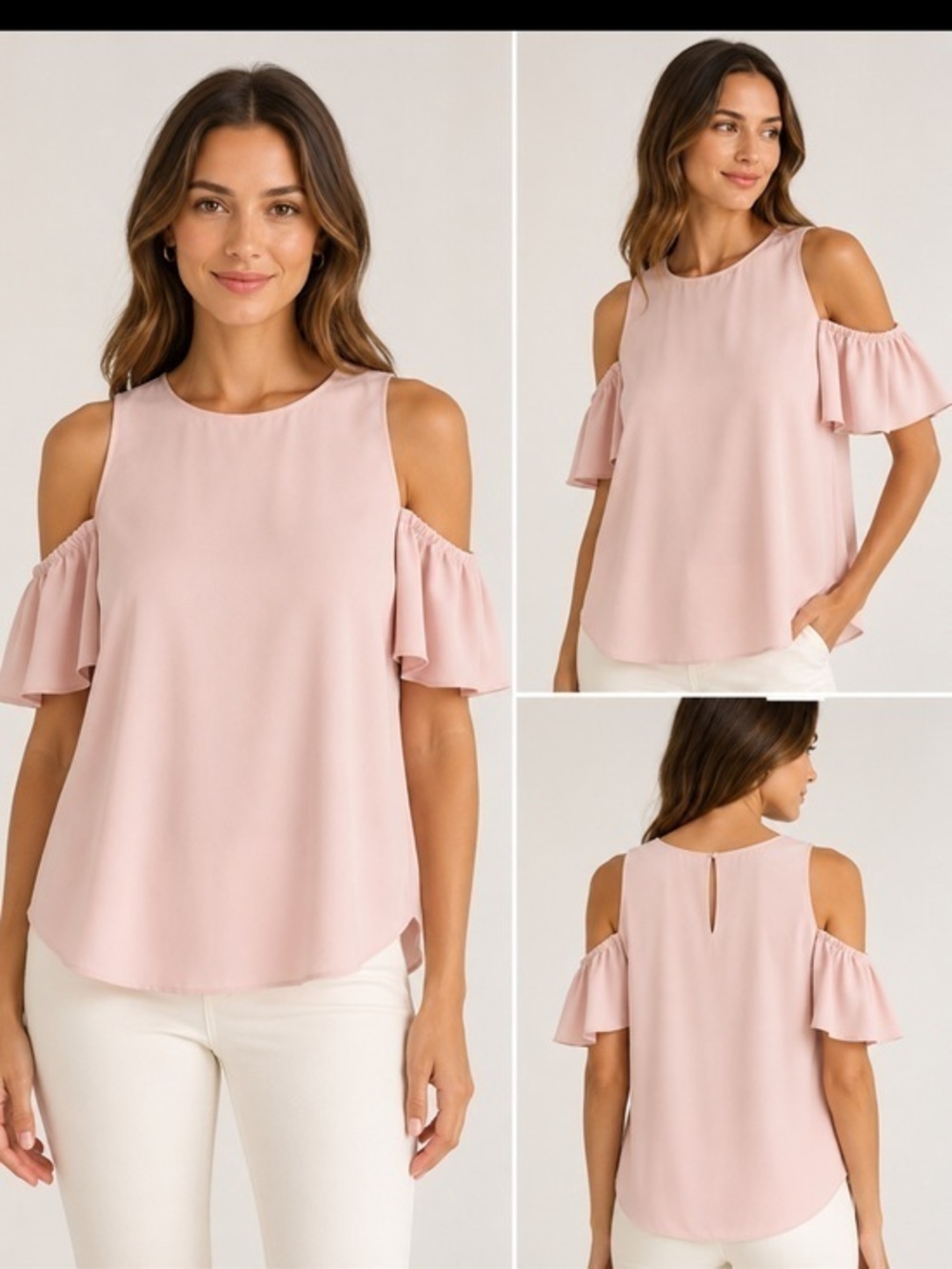 Amanda Uprichard Revolve Blush Cold Shoulder Flutter Sleeve Top L